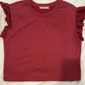 Marine Layer cropped ruffled sleeve tee